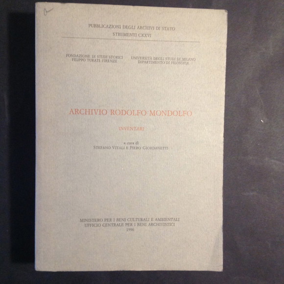 ARCHIVIO RODOLFO MONDOLFO INVENTARI