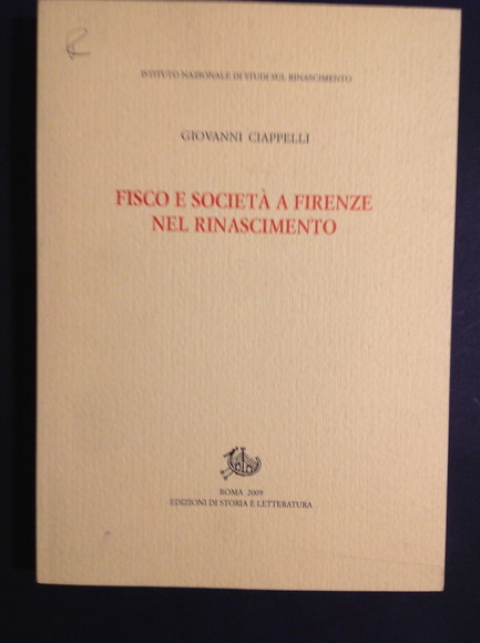 FISCO E SOCIETA' A FIRENZE NEL RINASCIMENTO