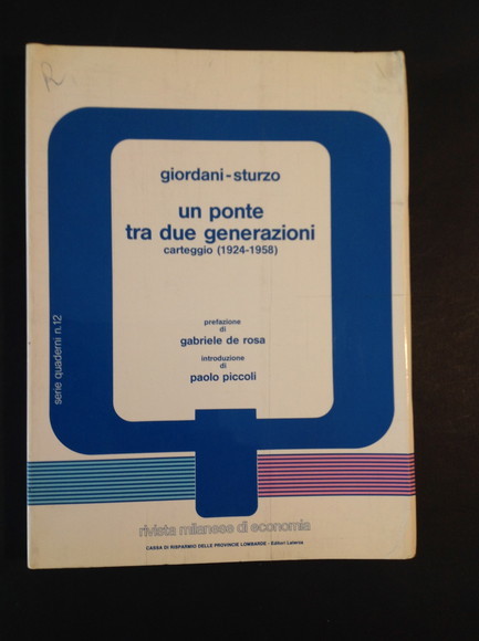 UN PONTE TRA DUE GENERAZIONI CARTEGGIO (1924 - 1958)