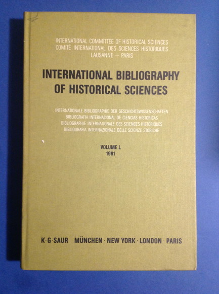 INTERNATIONAL BIBLIOGRAPHY OF HISTORICAL SCIENCES - VOL. L 1981