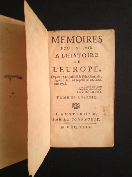 MEMOIRES POUR SERVIR A L'HISTOIRE DE L'EUROPE - TOME TROISIEME