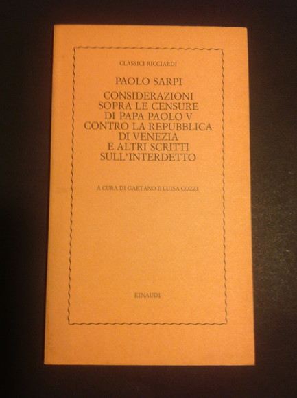 CONSIDERAZIONI SOPRA LE CENSURE DI PAPA PAOLO V CONTRO LA …