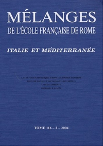 MEFRIM Tome 116, N°2, 2004. Italie et Méditerranée Dall'indice: La …