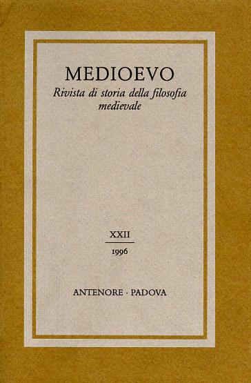Medioevo. Storia della filosofia medievale. XXII (1996). Dall'indice: Enrico Peroli, …
