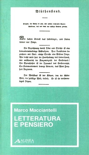 Letteratura e pensiero. Estetica del genio e teoria del romanzo …