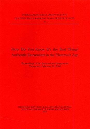 How do youn know it's the Real Thing? Authentic documents …