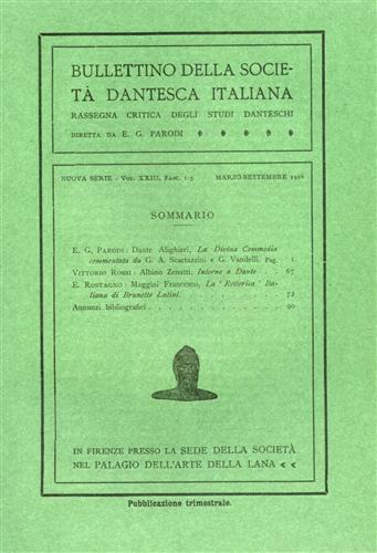 Bullettino della Società Dantesca Italiana. Nuova serie, 1916,vol.XXIII, fasc.1-3,4.