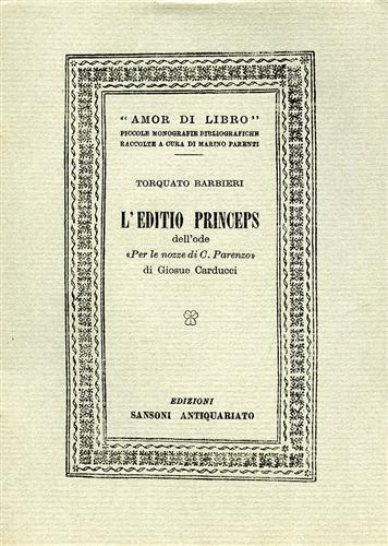 L'Editio princeps dell'ode "Per le nozze di C.Parenzo" di Giosue …
