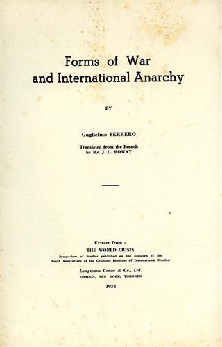 Forms of War and International Anarchy. Extract from The World …