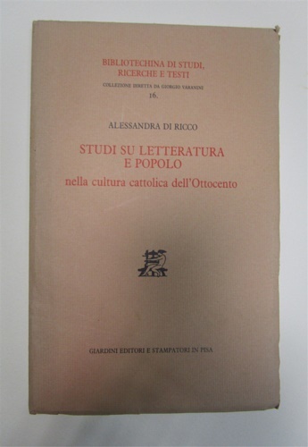 Studi su letteratura e popolo nella cultura cattolica dell'Ottocento.