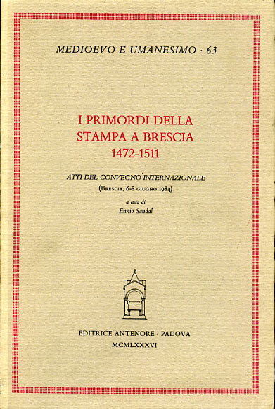 I primordi della stampa a Brescia: 1472-1511.