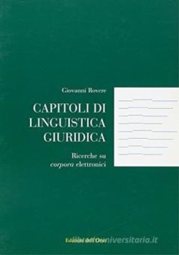 Capitoli di linguistica giuridica. Ricerche su corpora elettronici.