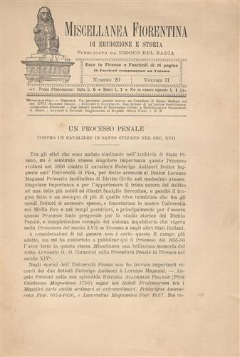 Un processo penale contro un cavaliere di Santo Stefano nel …