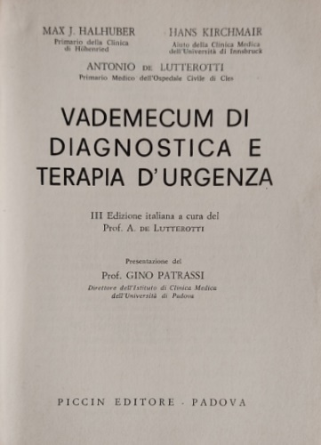 Vademecum di diagnostica e terapia d'urgenza.