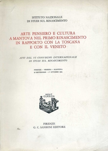 Arte pensiero e cultura a Mantova nel primo Rinascimento in …