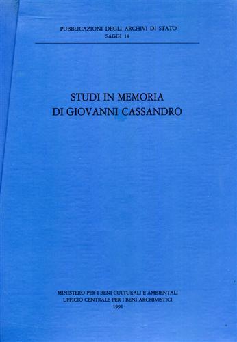 Studi in memoria di Giovanni Cassandro.