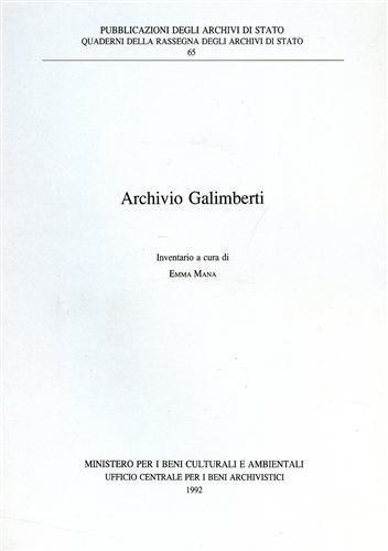 Archivio Galimberti. Inventario.