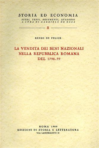 La vendita dei beni nazionali nella Repubblica Romana del 1798-99.