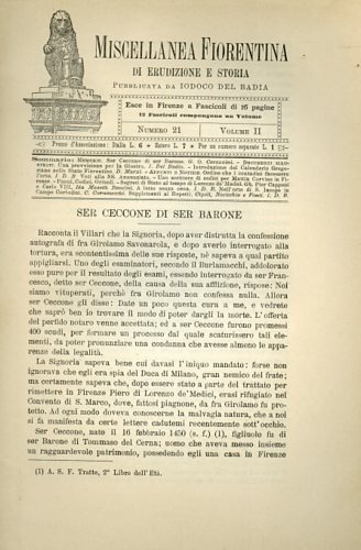 Ser Ceccone di Ser Barone. Una provvisione per la Giostra. …