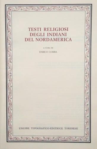 Testi religiosi degli indiani del Nordamerica.