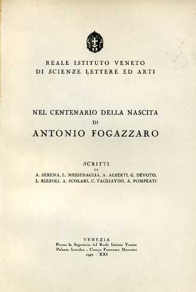 Nel Centenario della nascita di Antonio Fogazzaro.