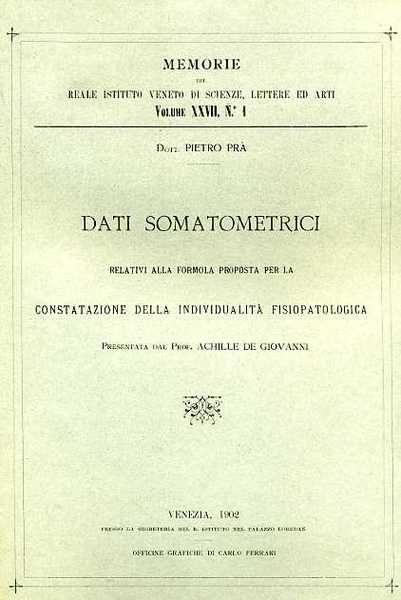 Dati somatometrici relativi alla formula proposta per la constatazione della …