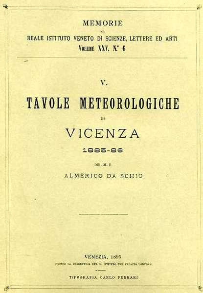 Tavole meteorologiche di Vicenza 1885-86.