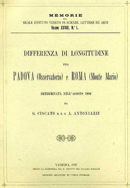 Differenza di longitudine fra Padova (Osservatorio) e Roma (Monte Mario) …
