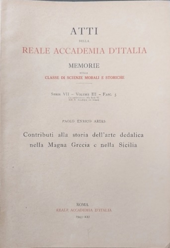 Contributi alla storia dell'arte dedalica nella Magna Grecia e nella …