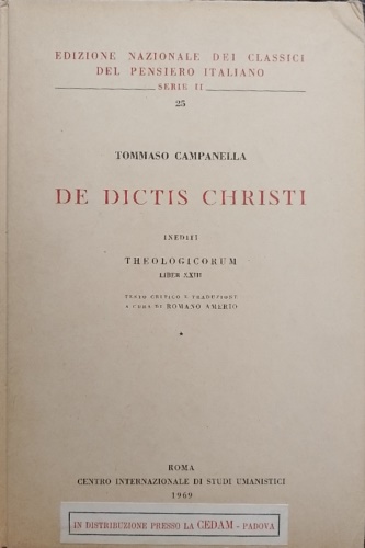 De dictis Christi. Theologicorum Liber XXIII.