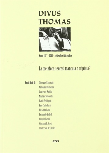 Divus Thomas (2010). Vol. 3: La metafora: teoresi mancata o …