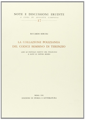La collazione polizianea del Codice Bembino di Terenzio.