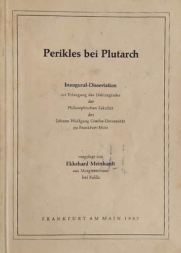 Perikles bei Plutarch Inaugural - Dissertation zur Erlangung des Doktorgrades …