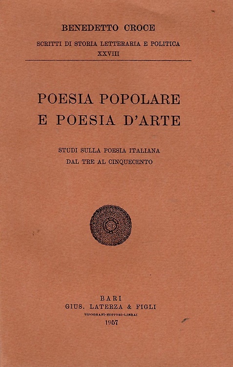Poesia popolare e poesia d'arte. Studi sulla poesia italiana dal …