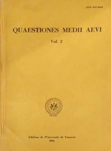 Quaestiones Medii Aevi. Vol. 2. / Université de Varsovie Institut …