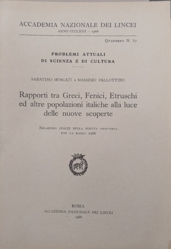 Rapporti tra Greci, Fenici, Etruschi ed altre popolazioni italiche alla …
