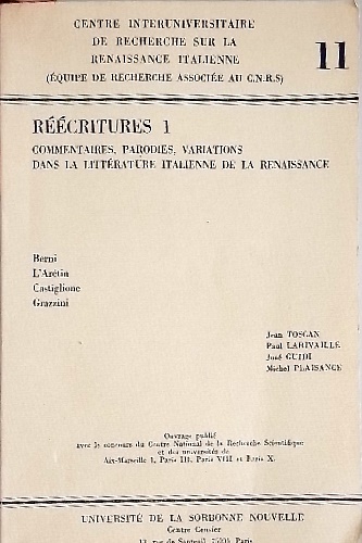 Réécritures 1. Commentaires, parodies, variations dans la littérature italienne de …