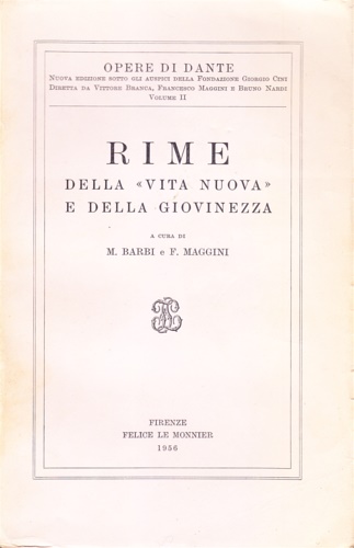 Rime della "Vita Nuova" e della giovinezza.