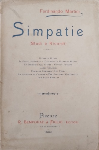 Simpatie. Studi e ricordi. In appendice: Giuseppe Giusti. Discorso tenuto …