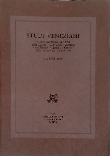 Studi Veneziani. volume XVII. Nuova Serie. «Studi veneziani» è una …