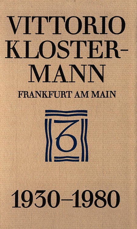 Vittorio Klostermann (Frankfurt, Main). Verlagskatalog 1930 - 1980.