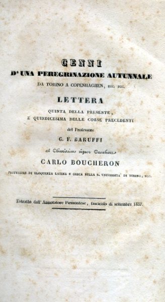 Cenni di una peregrinazione da Torino a Copenaghen. Lettera quinta …