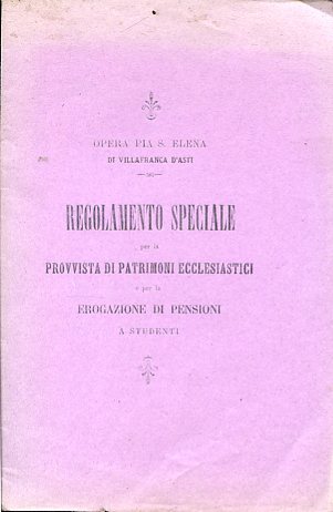 Regolamento speciale per la provvista di patrimoni ecclesiastici e per …