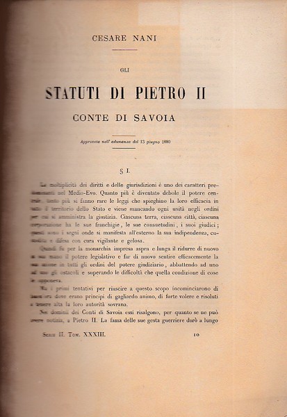 Gli Statuti di Pietro II Conte di Savoia