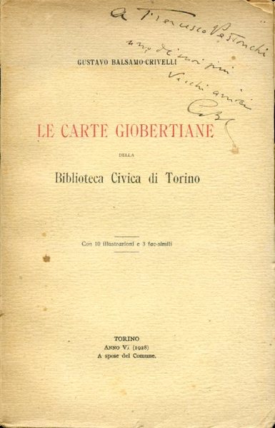 Le Carte Giobertiane della Biblioteca Civica di Torino. Con 10 …