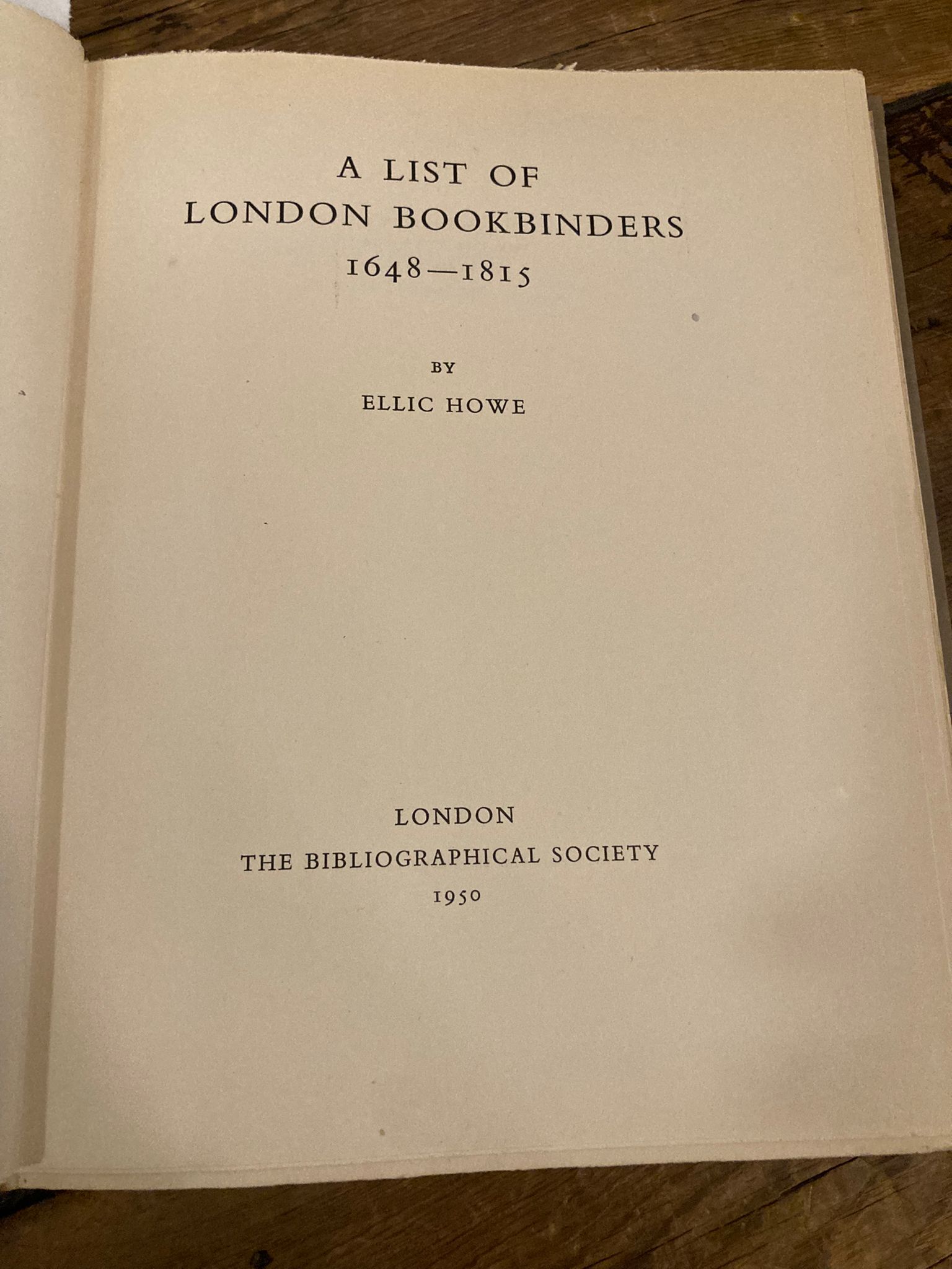 A list of London Bookbinders 1648-1815