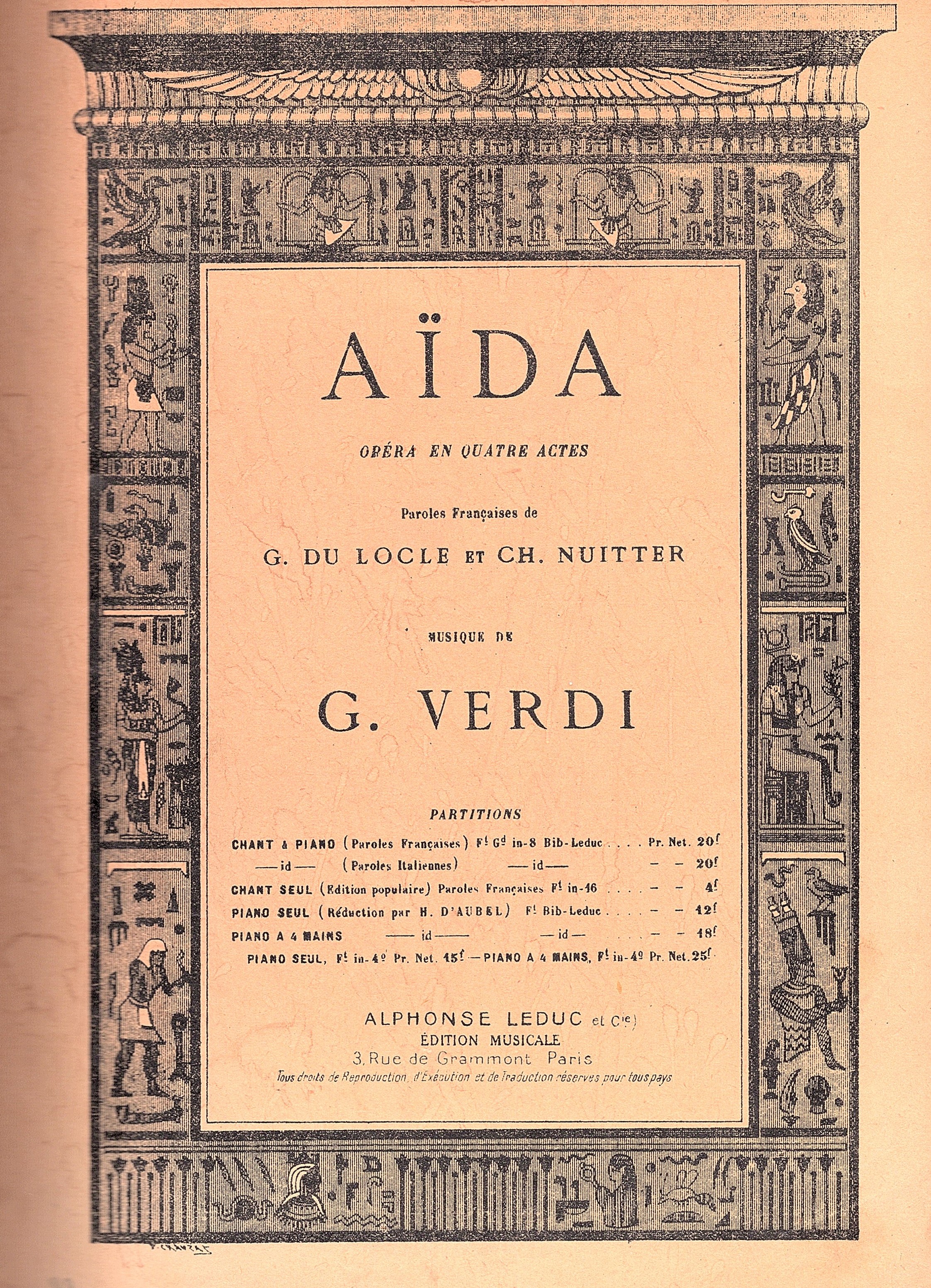 Aida. Opera en quatre actes. Paroles francaises de G. du …