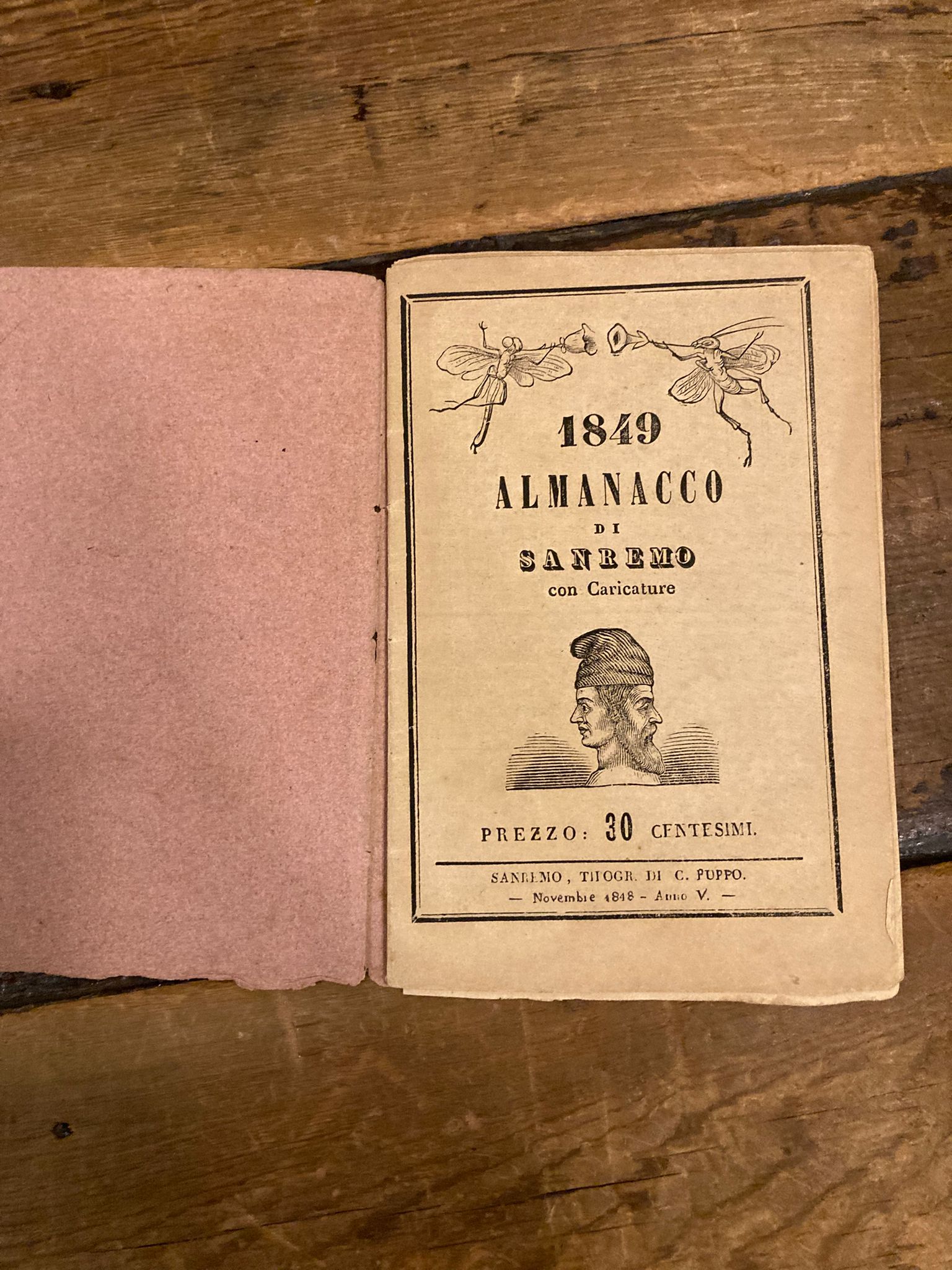 Almanacco di Sanremo con caricature. 1849