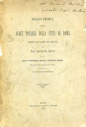 Analisi chimica delle acque potabili della città di Roma eseguita …