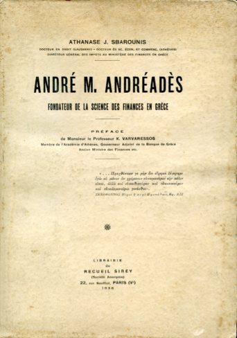 André M. Andréadès fondateur de la science des finances en …